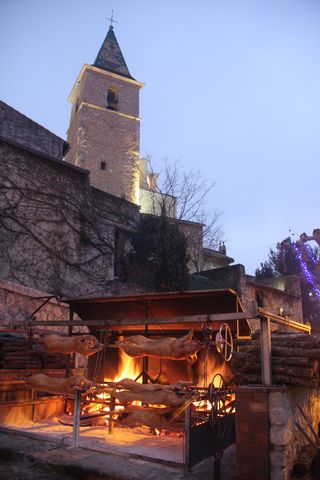 cochons en train de rôtir près des flammes - Agrandir l'image, .JPG 2 Mo (fenêtre modale)