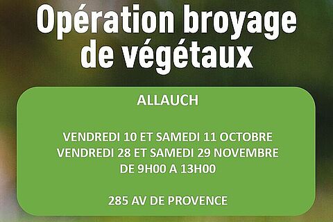 Nouvelle opération de broyage des végétaux, le 10 et 11 octobre