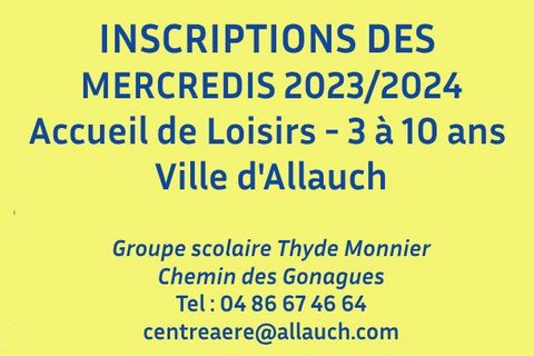 Inscriptions au centre aéré pour les mercredis 2023/2024