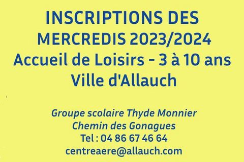 Inscriptions au centre aéré pour les mercredis 2023/2024