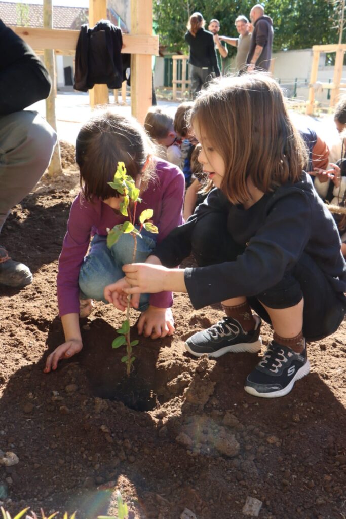 inauguration de la nouvelle cour végétalisée de l'école d’Allauch-Centre avec les élèves mardi 4 novembre 2025