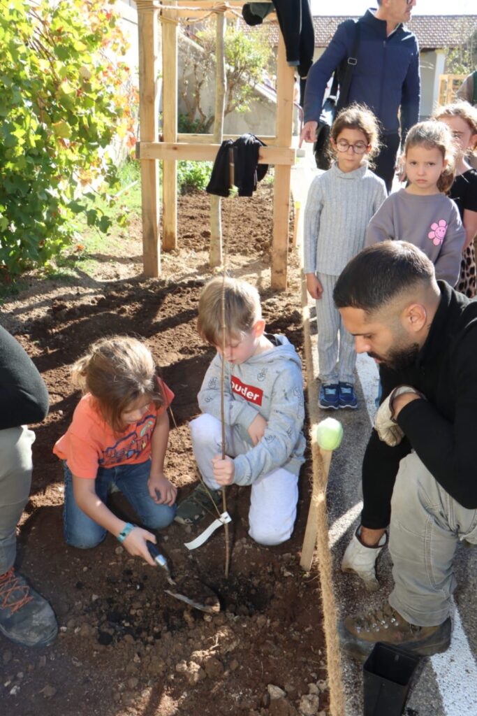 inauguration de la nouvelle cour végétalisée de l'école d’Allauch-Centre avec les élèves mardi 4 novembre 2025