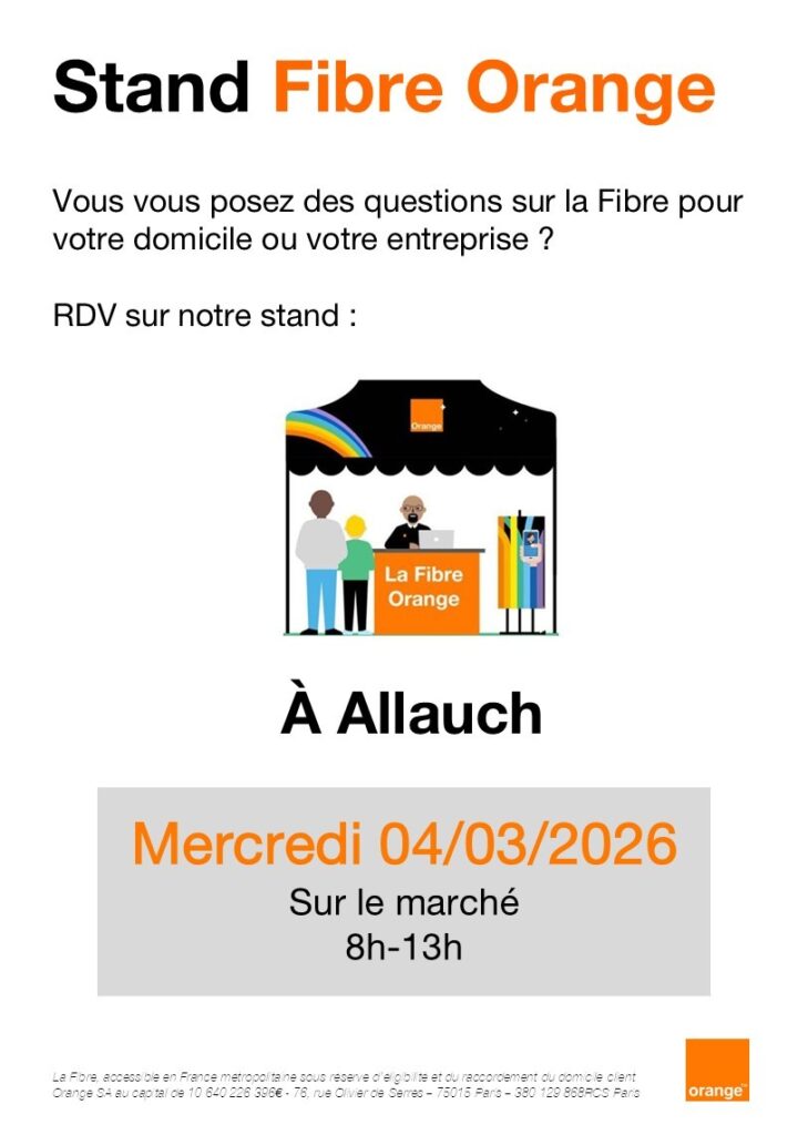 Fin de l’ADSL d’ici 2028 : l’opérateur “Orange” répondra à vos questions le mercredi 4 mars (8h/13h) lors du marché hebdomadaire au coeur du village d'Allauch